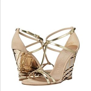 Gold Burberry wedges
